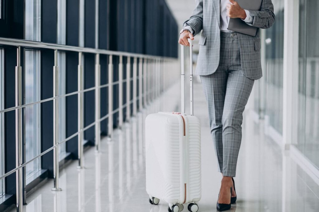 A businesswoman with luggage  
